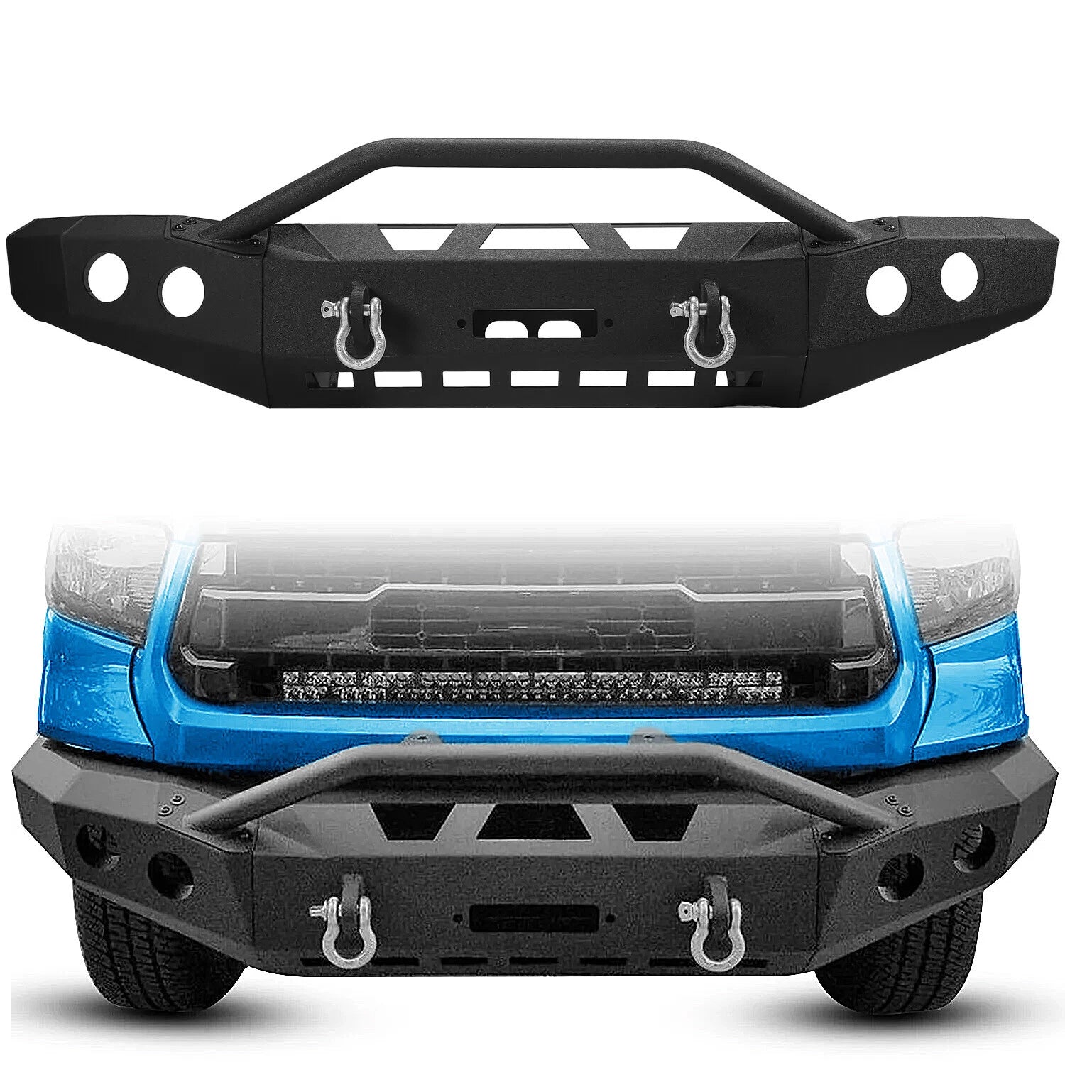 Off-Road Steel Front Bumper with Winch Plate & D-Rings for Toyota Tundra (2014–2021)
