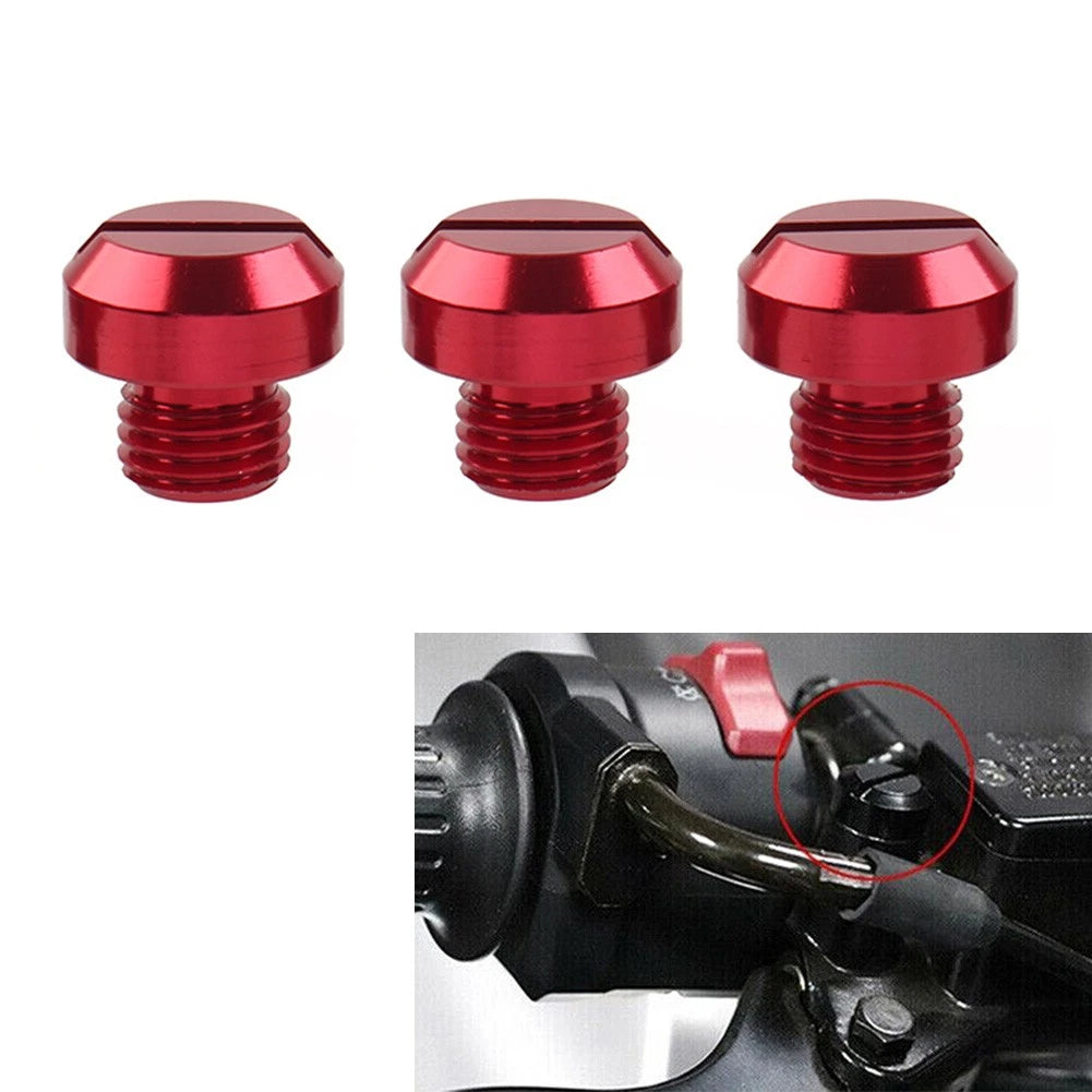 3X M10x1.25 Motorcycle Mirror Hole Blanking Plugs Red