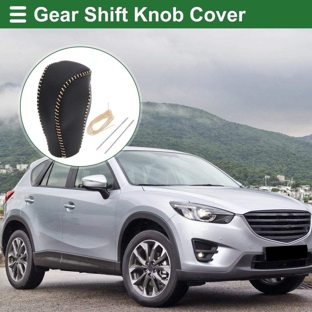 1 Pc Gear Shift Knob Cover for Mazda CX-5 (2017–2022) Black Beige Faux Leather