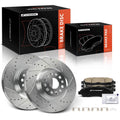 Set of 6 Drilled Brake Rotors & Pads for Cadillac XT5, Buick Enclave