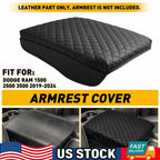 Center Console Lid Armrest Cover Leather for Dodge Ram 1500 2500 3500 (2019–2024)