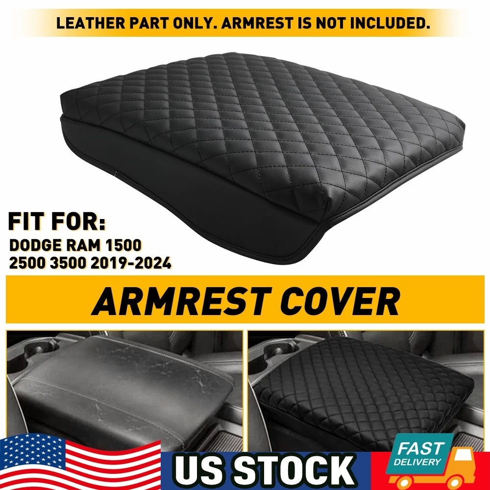 Center Console Lid Armrest Cover Leather for Dodge Ram 1500 2500 3500 (2019–2024)