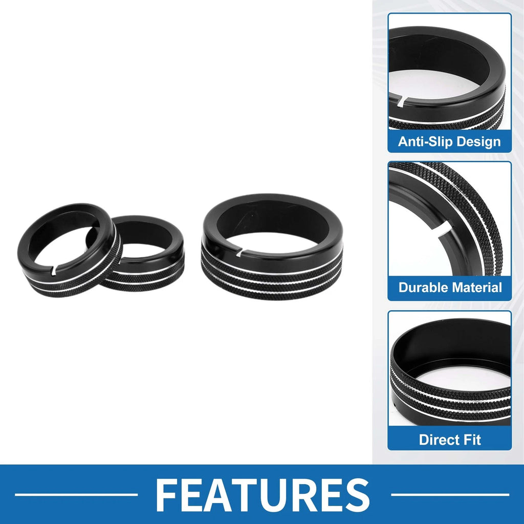 Set of 3 AC Climate Heater Switch Knob Cover Rings for Kia Soul (2009–2013)