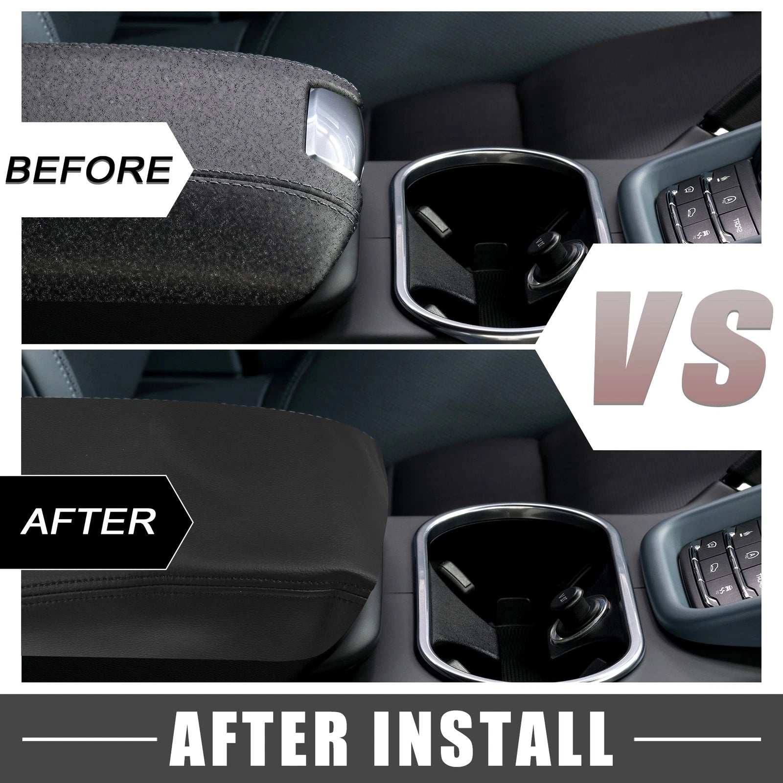 Center Console Cover Armrest Pad for Honda Ridgeline (2006–2014) Faux Leather Black