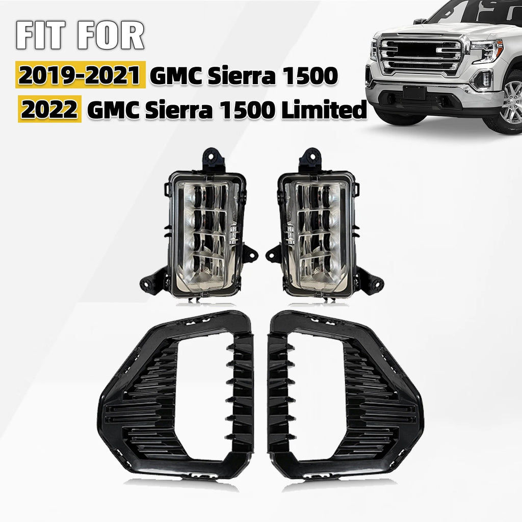 Set of 2 Front LED Fog Lights for GMC Sierra 1500 (2019–2022) W/Bezels