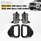 Set of 2 Front LED Fog Lights for GMC Sierra 1500 (2019–2022) W/Bezels