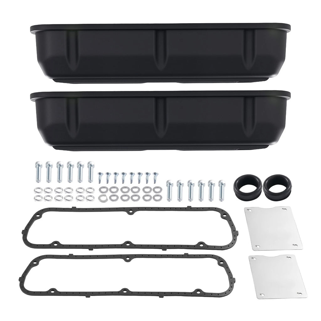 Aluminum Finned Black Valve Cover Set for Ford 289 302 351W V8 (1962–1985)