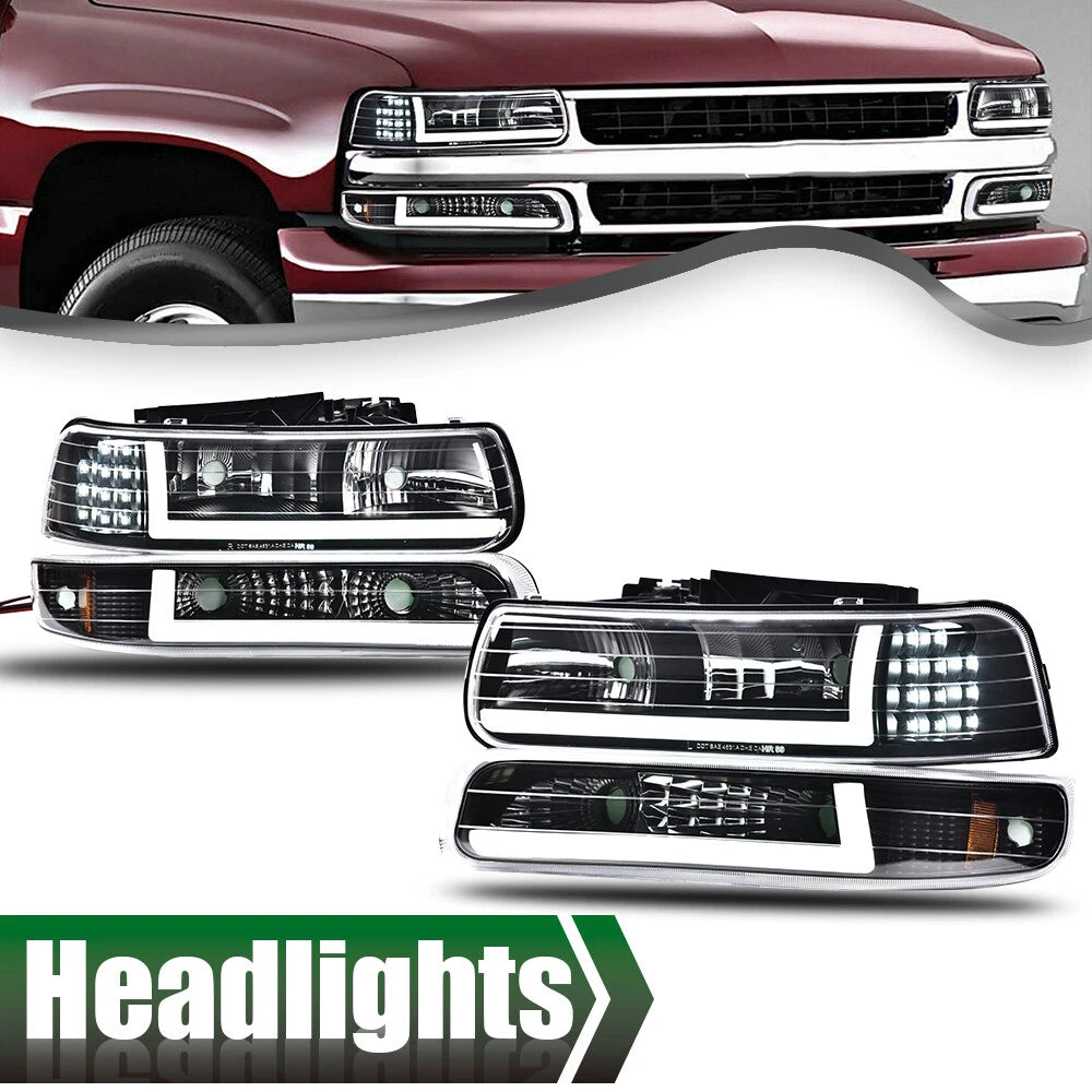 LED DRL Headlight and Bumper Lamps for Chevy Silverado 1500 2500 HD (1999–2002)
