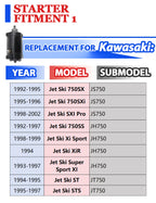 Starter for Kawasaki JT1100 Jet Ski 1100 STX (1999) with Bendix & Relay