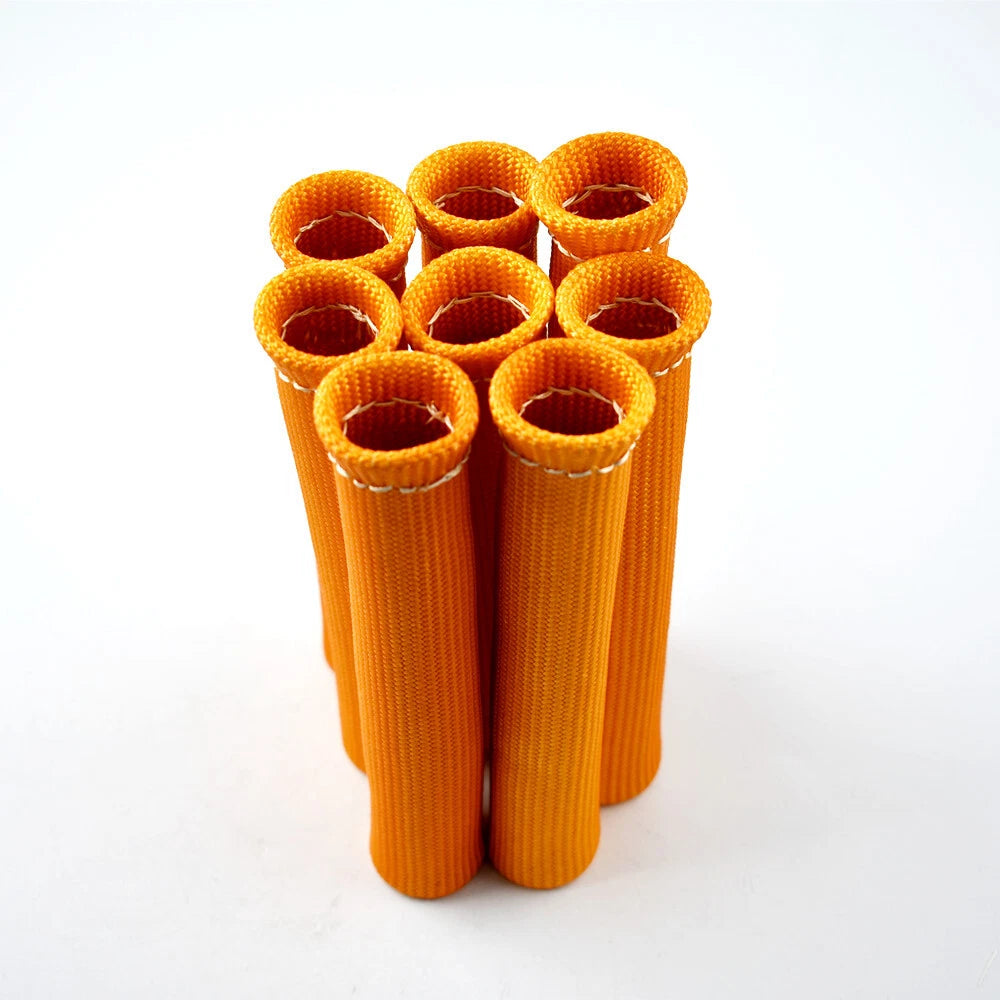 Set of 8 Orange Spark Plug Wire Protector Sleeves Heat Shield Cover
