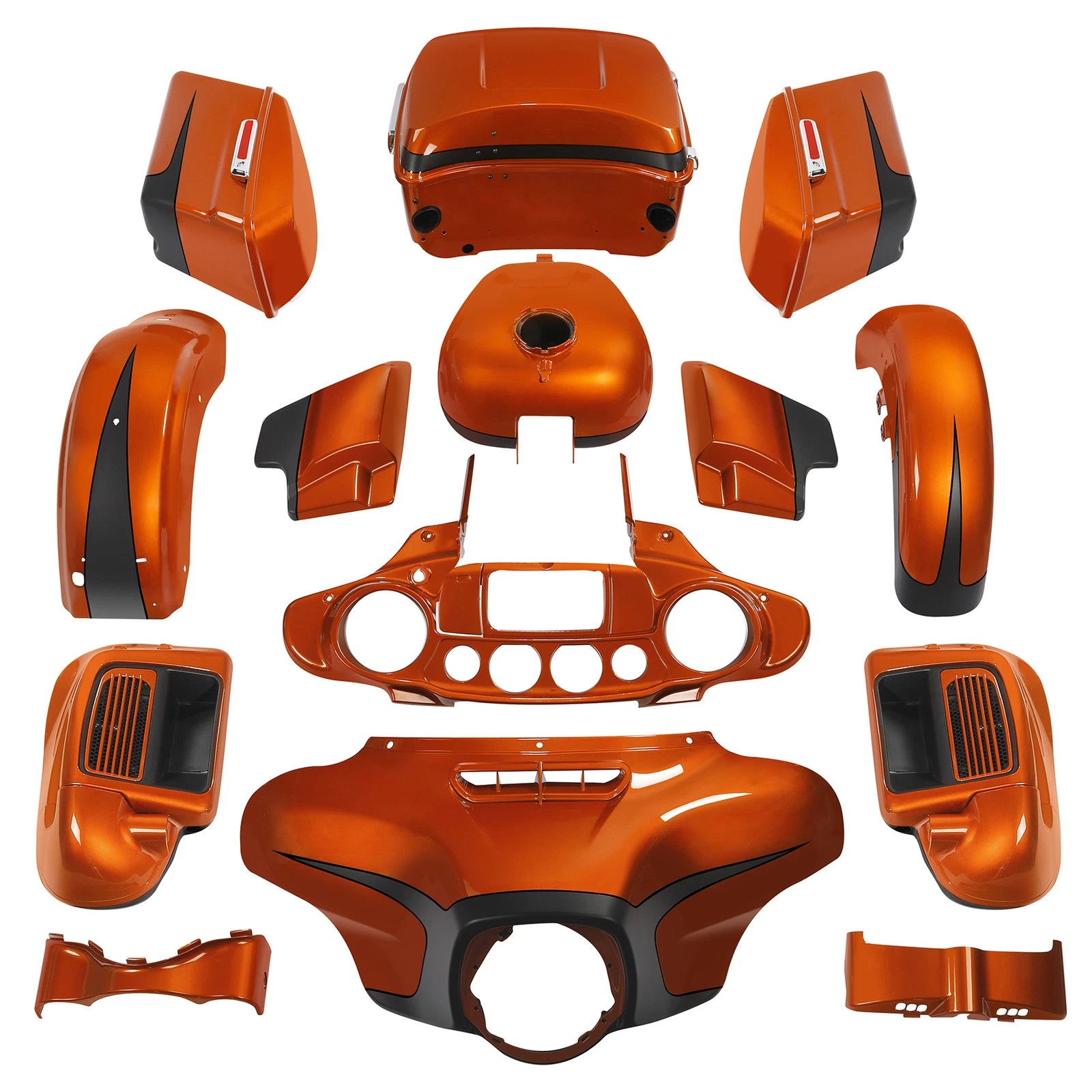 Fairings Body Painted for Harley Electra Glide (2014–2023) Scorched Orange/Black Denim