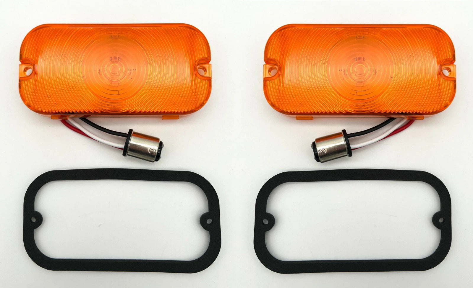 Amber LED Front Parking Turn Signal Light Lenses Pair for Ford Bronco (1966–1968)
