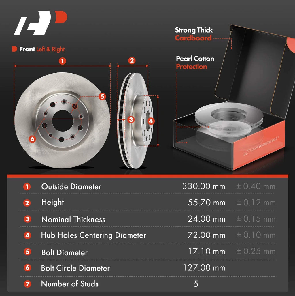 Disc Brake Rotor & Ceramic Pad Set for Jeep Wrangler (2018-2020)