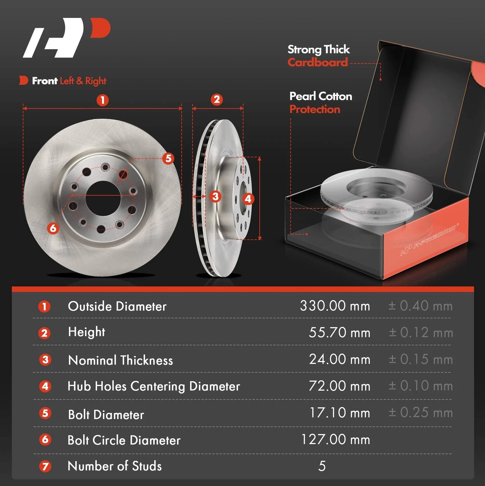 Disc Brake Rotor & Ceramic Pad Set for Jeep Wrangler (2018-2020)