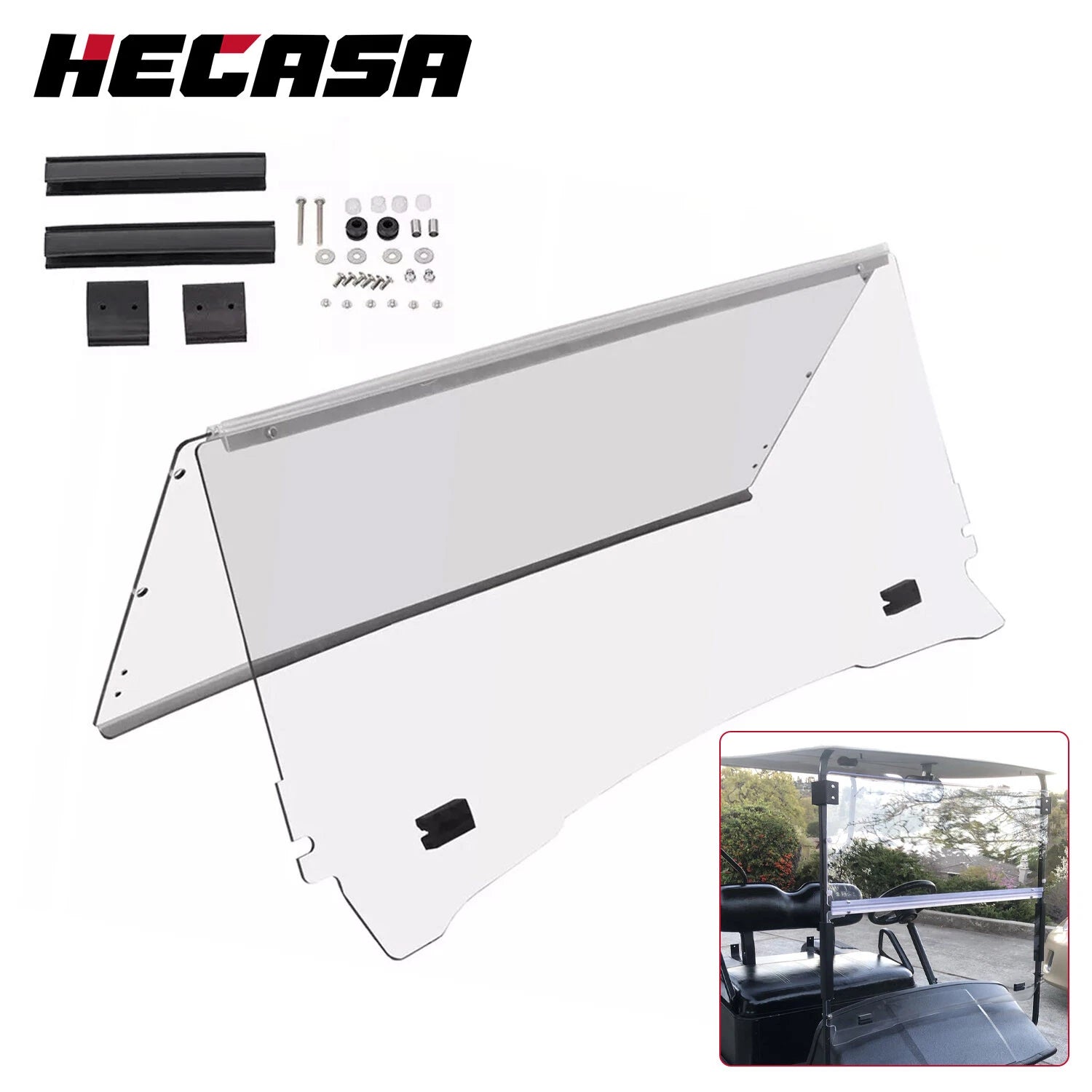 Clear Folding Windshield PC for EZGO TXT Medalist (1994–2014)
