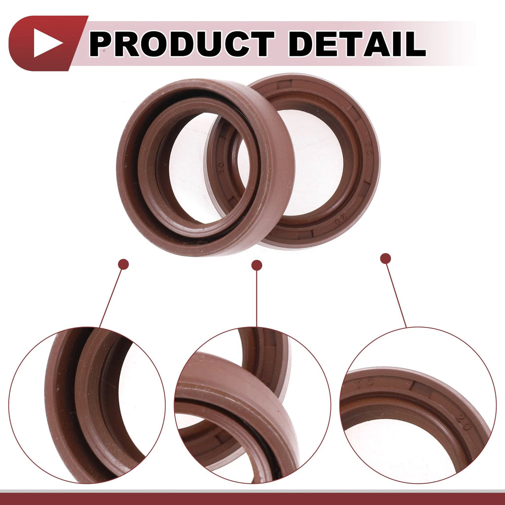 Set of 2 Oil Seal Rotary Shaft Seal FKM Rubber 20x30x10mm