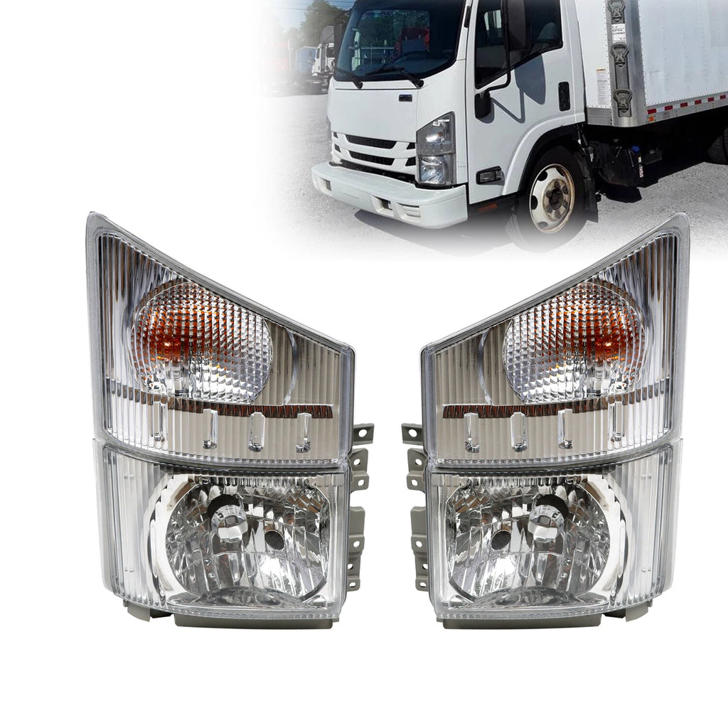 Set of 2 Headlights for Isuzu NPR/NPR-HD/NQR/NRR (2008–2020)