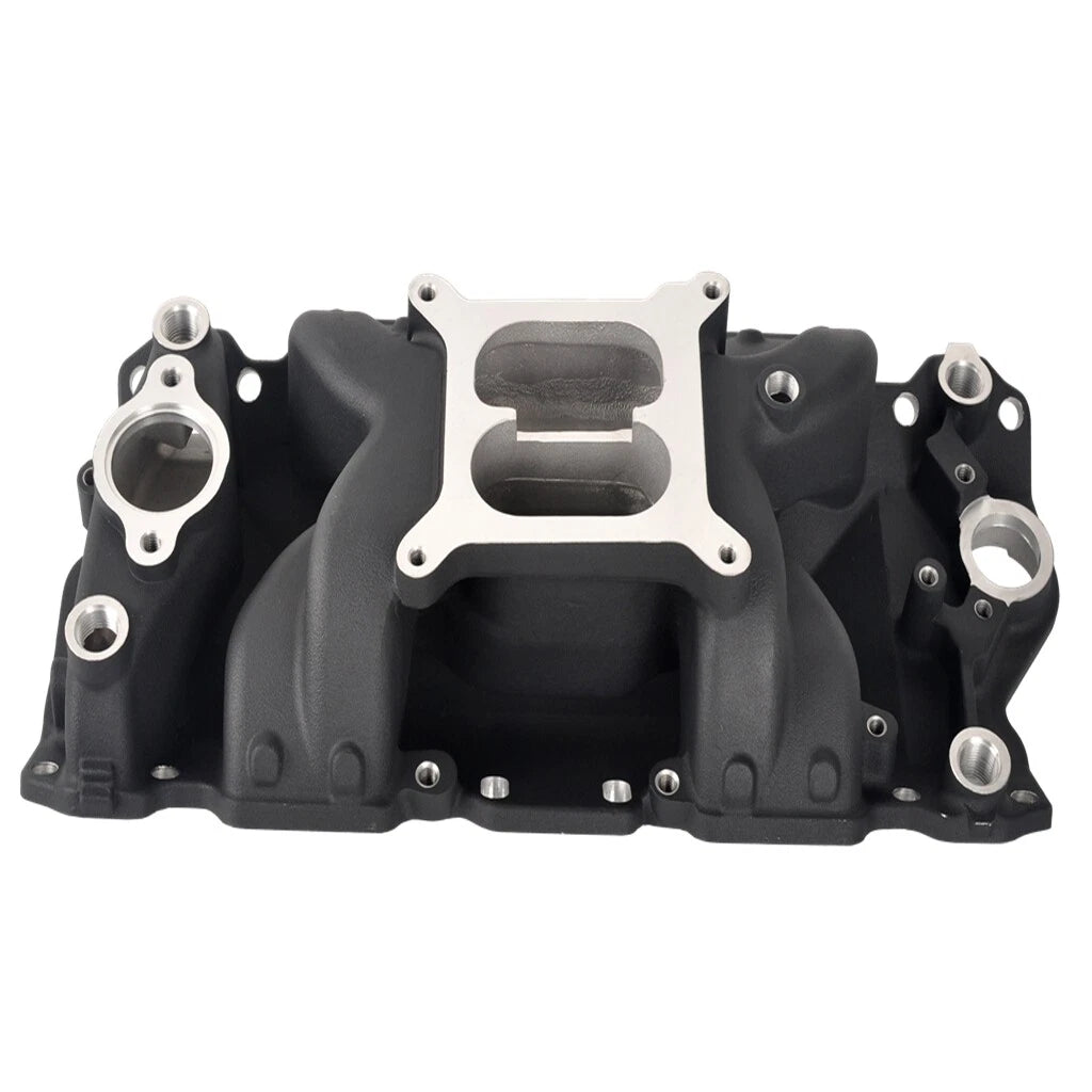Intake Manifold Dual Plane Aluminum for SBC Chevy 350 400 (1955–1995) Black
