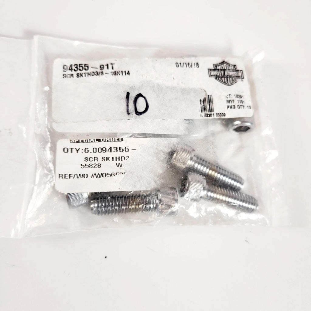 10-Pack Chrome Plated Allen Head Bolts for Harley-Davidson (94355-91T)