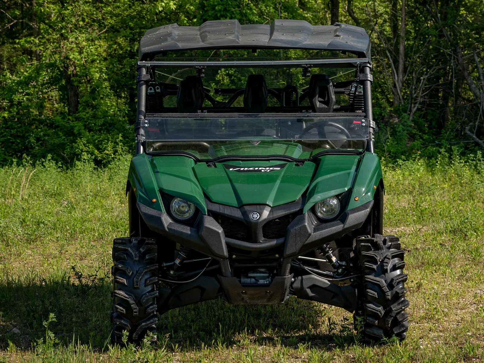 SuperATV Heavy Duty Scratch Resistant Flip Windshield for Yamaha Viking (2014–2023)
