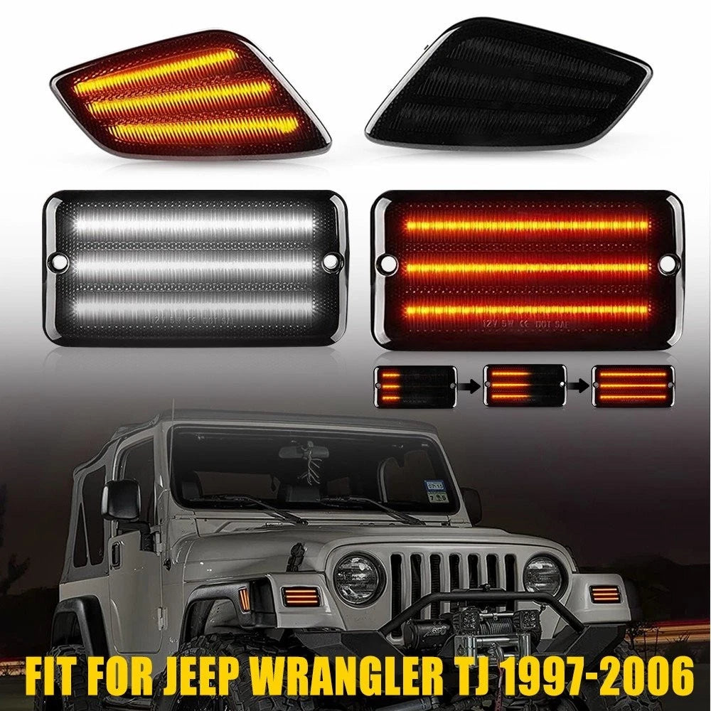 Smoked LED Front Side Marker Lights for Jeep Wrangler TJ (1997–2006)