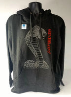 Zip Up Hoodie Jacket for Shelby Cobra (Licensed) Gray Red Snake Emblem (Unisex)