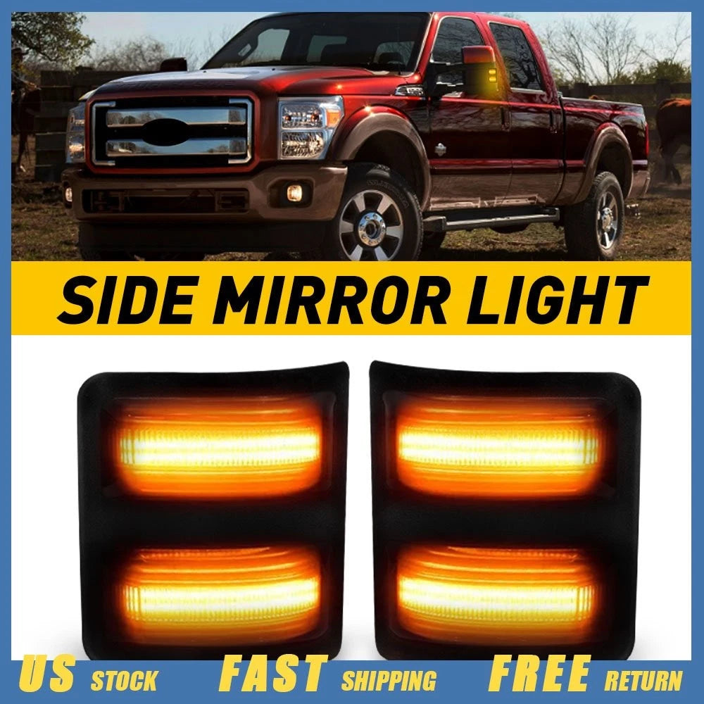 Smoke Side Mirror Amber LED Signal Light for Ford F250 F350 (2008–2016)
