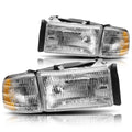 Direct Replace Headlight/Lamp Amber Corner Chrome for Dodge Ram 1500-3500 (1994–2002)