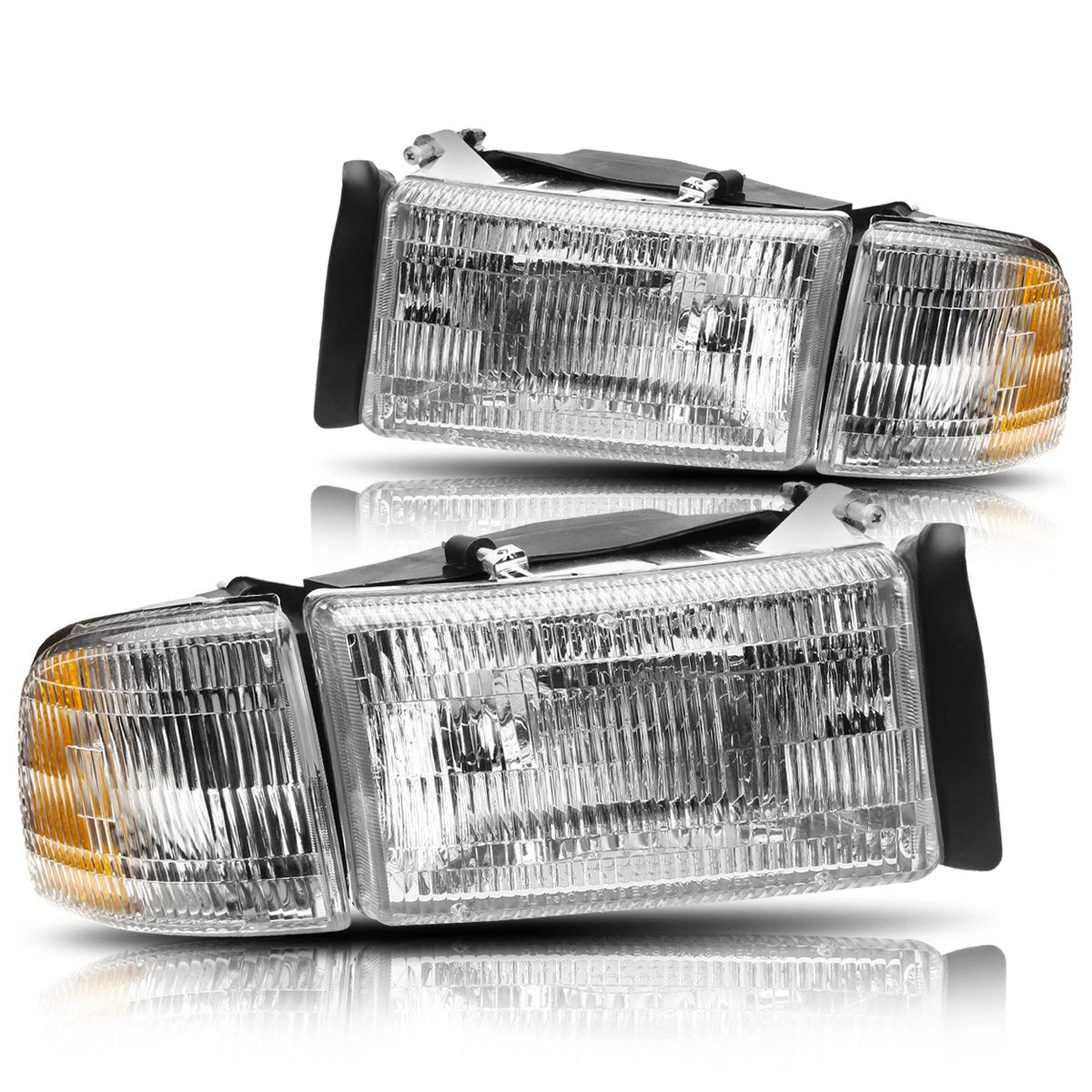 Direct Replace Headlight/Lamp Amber Corner Chrome for Dodge Ram 1500-3500 (1994–2002)