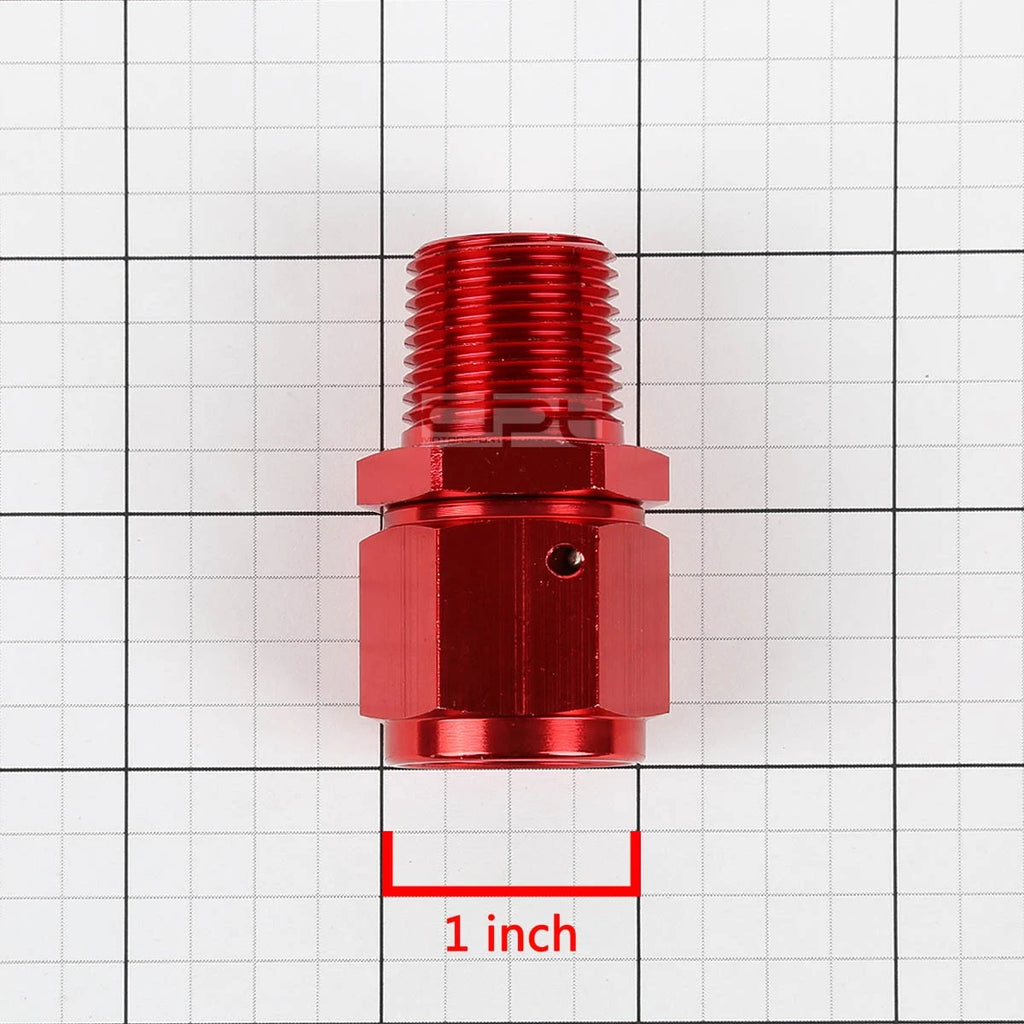 10-AN Female Flare to 1/2" NPT Male Red Aluminum B-Nut Swivel Coupler Fitting