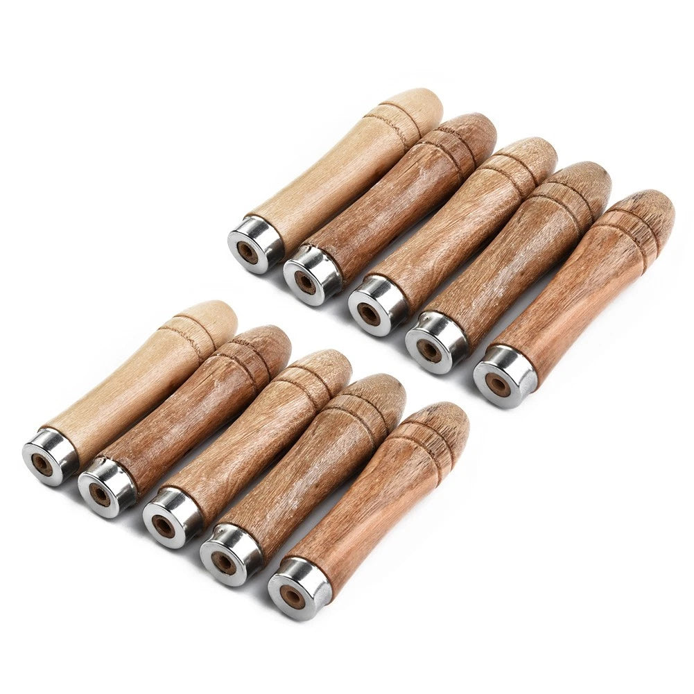 10pcs Wooden File Handle Replacement Strong Metal Collar for Craft Tool 9cm