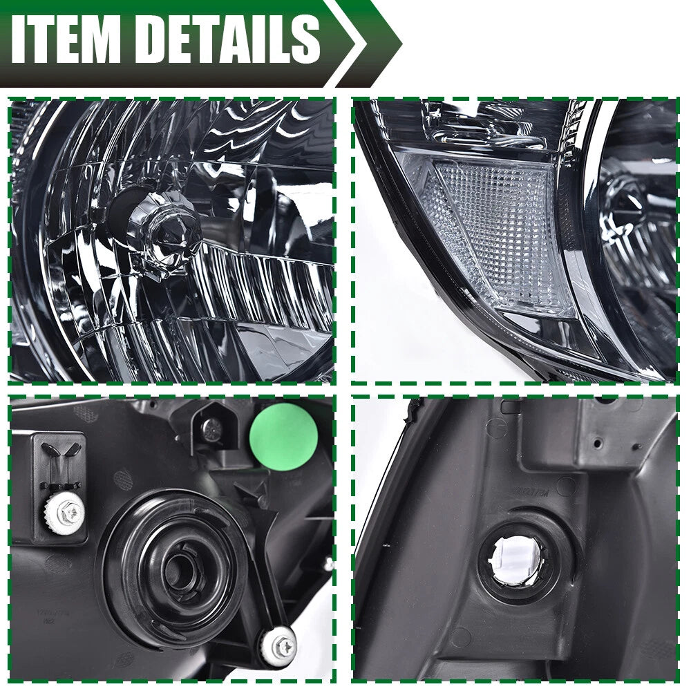 Set of 2 Smoke Lens Chrome Headlights for Toyota Tacoma (2005–2011)