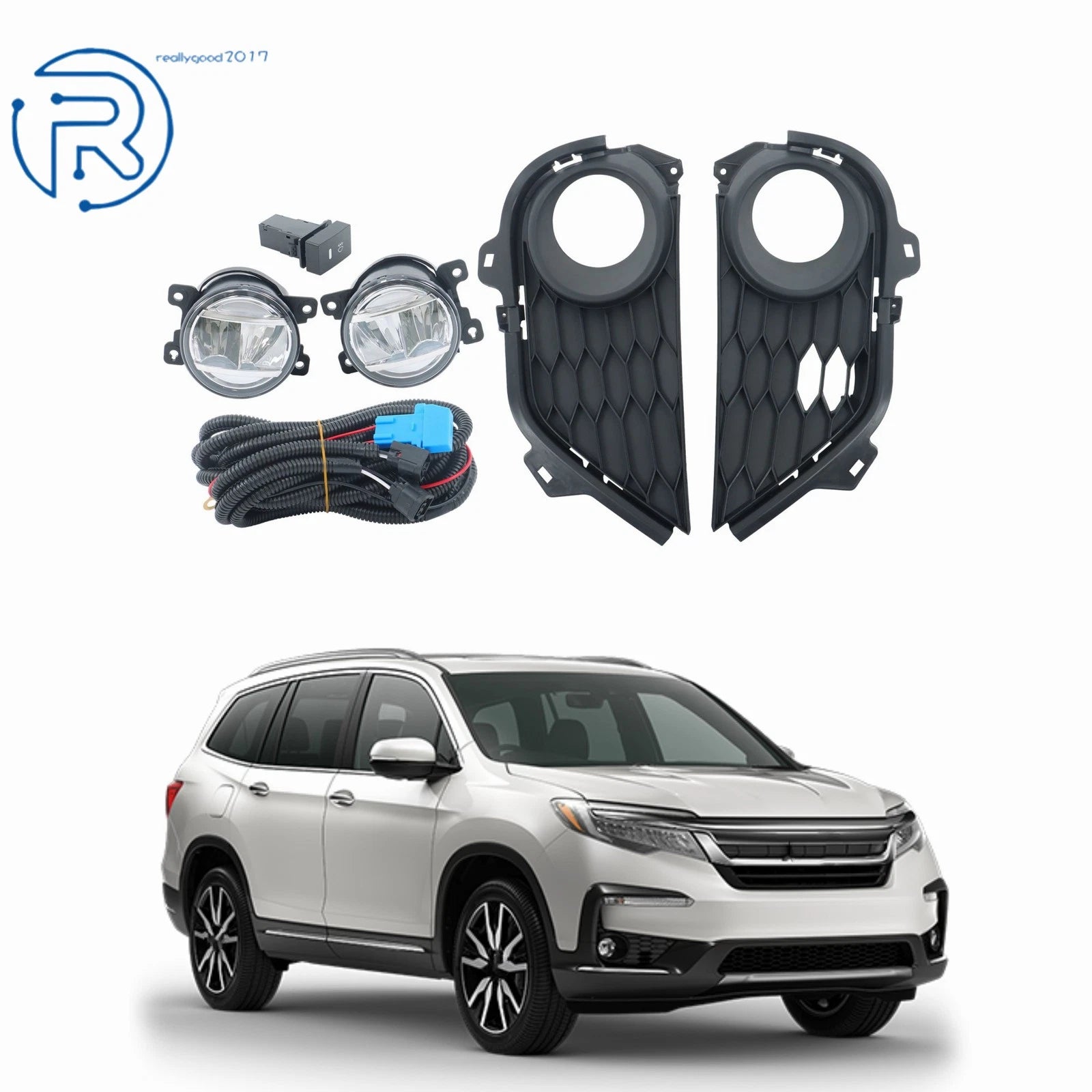 Fog Light LED Set with Bezel, Switch, Wiring for Honda Pilot (2019–2022)