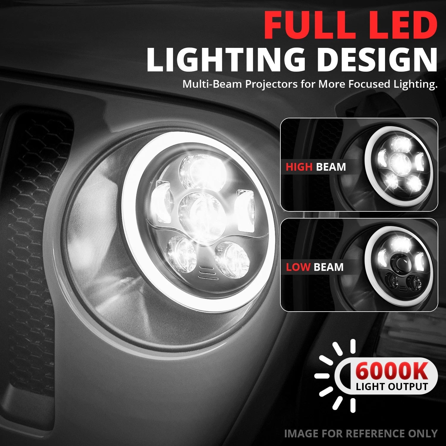 Switchback LED Turn Signal Projector Headlights for Jeep Wrangler JK (2007–2018)