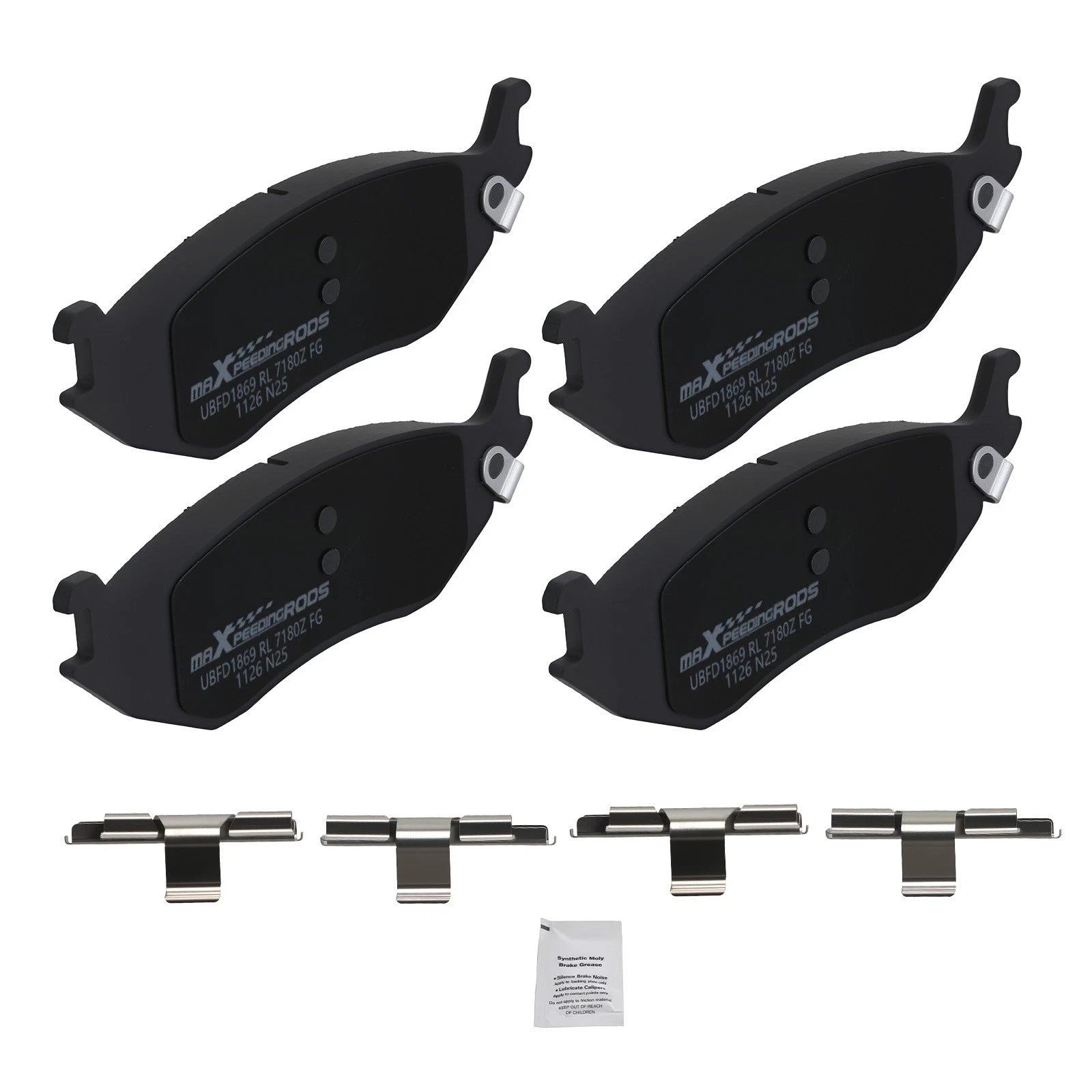 Set of 4 Rear Ceramic Brake Pads for Dodge Durango (2003-2006) / Ram 1500 (2002-2006)