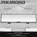 Universal Flat Panoramic Wide Angle Rear View Mirror Glass 11" X 3" X 1"