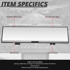 Universal Flat Panoramic Wide Angle Rear View Mirror Glass 11" X 3" X 1"