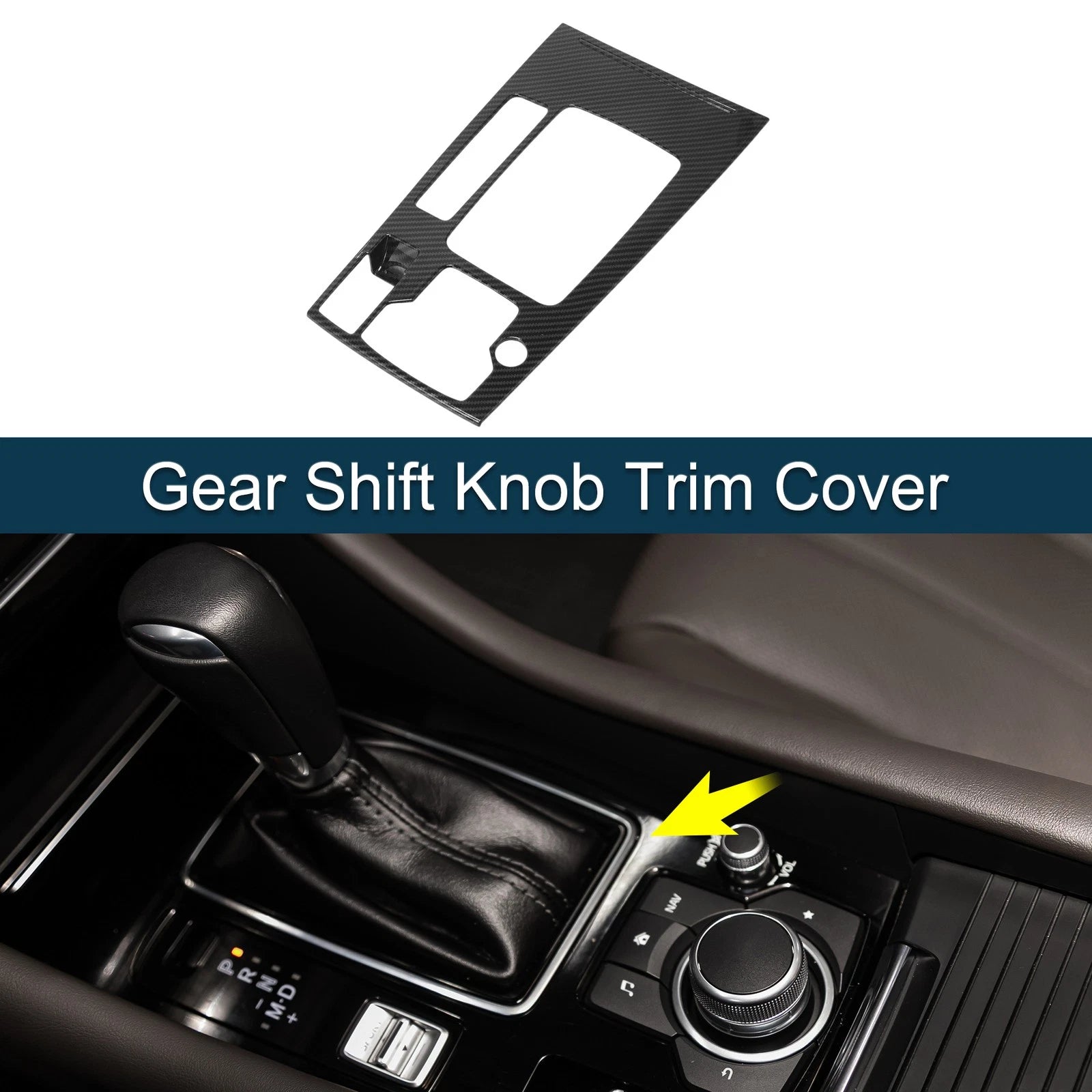 ABS Gear Shift Knob Cover Sticker for Mazda 6 M6 Atenza (2019–2020) Carbon Fiber Black