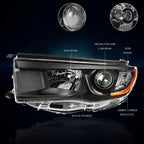 Projector Headlight Replacement for Highlander (2014–2016) Black Housing Amber Corner