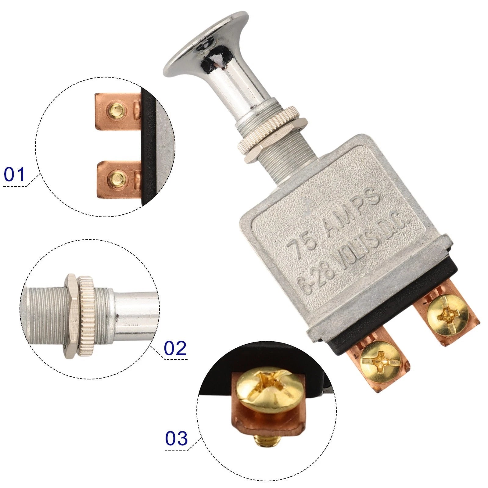 75A Push Pull Switch with Zinc Alloy Body for Harsh Conditions