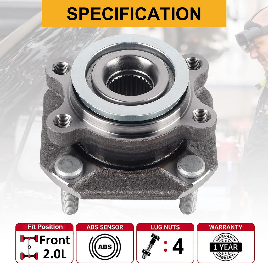 Pair Front Wheel Hub Bearing Assembly for Nissan Sentra (2007–2012) w/ABS