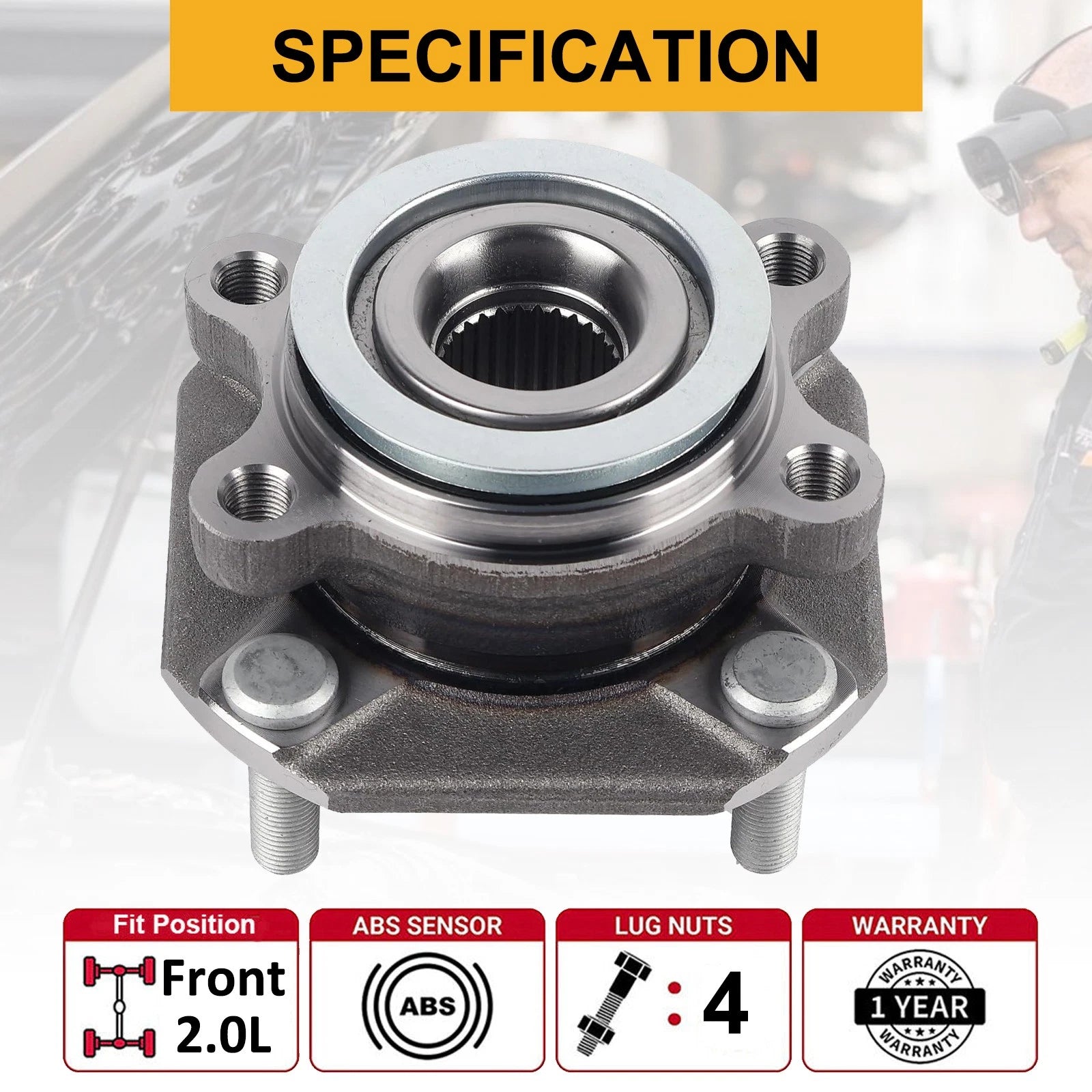 Pair Front Wheel Hub Bearing Assembly for Nissan Sentra (2007–2012) w/ABS