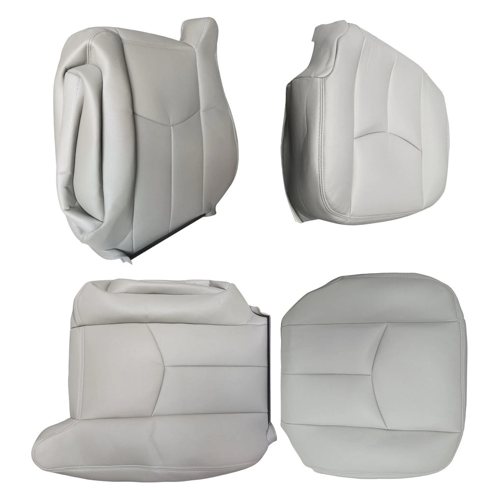 4X Front Leather Seat Cover Gray for Chevy Silverado GMC Sierra (2003–2006)