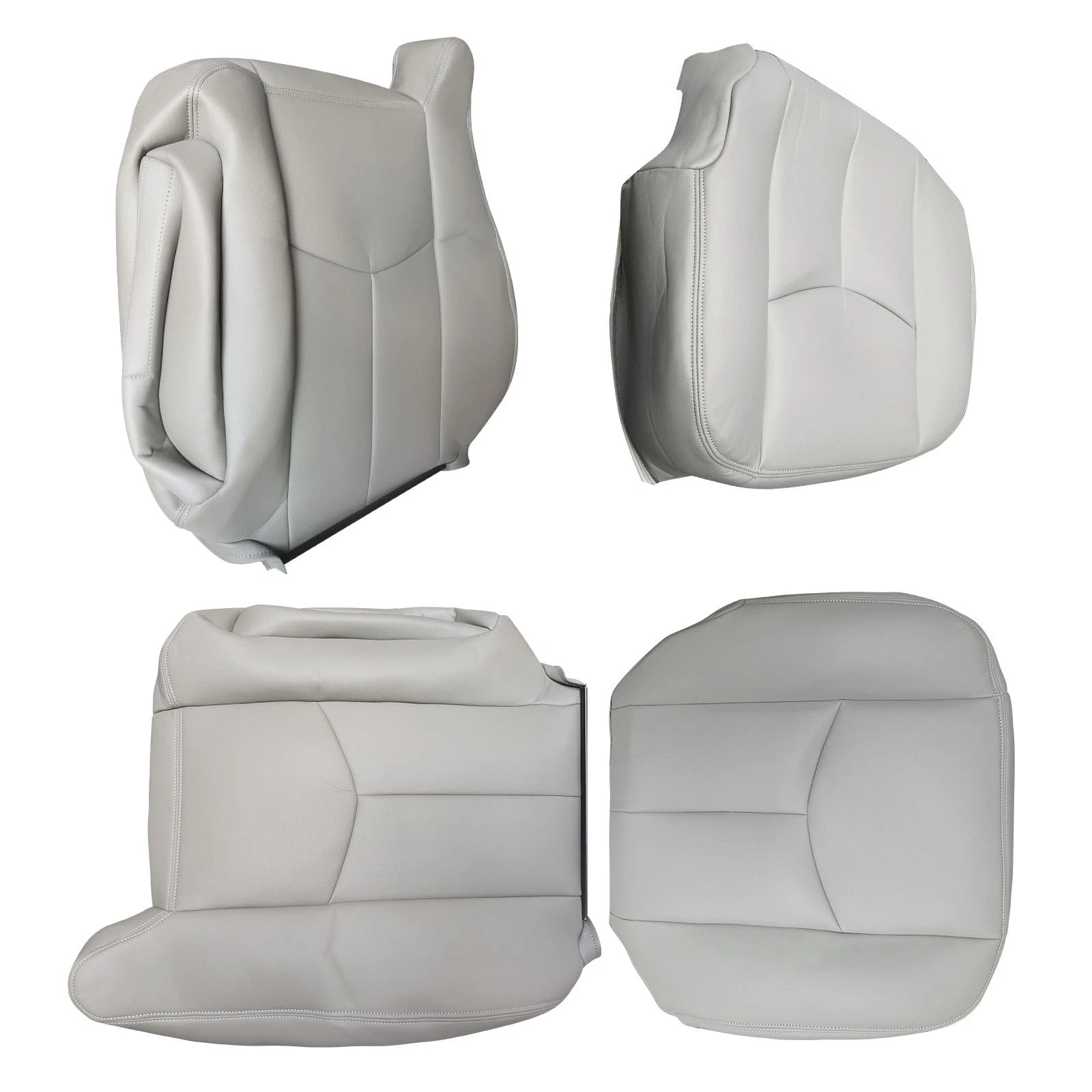4X Front Leather Seat Cover Gray for Chevy Silverado GMC Sierra (2003–2006)