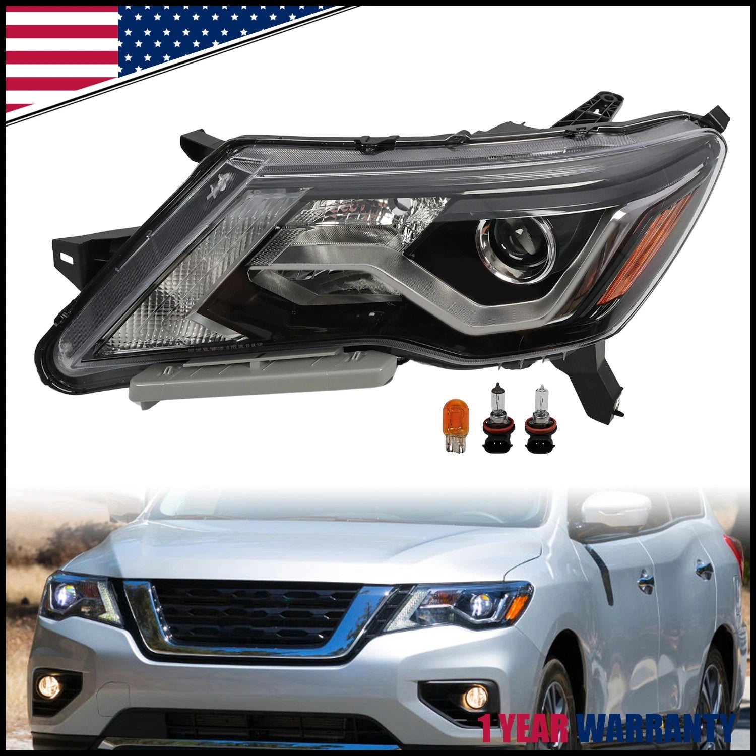 Headlight for Nissan Pathfinder (2017–2020) Halogen LED DRL LH 260609PF9A