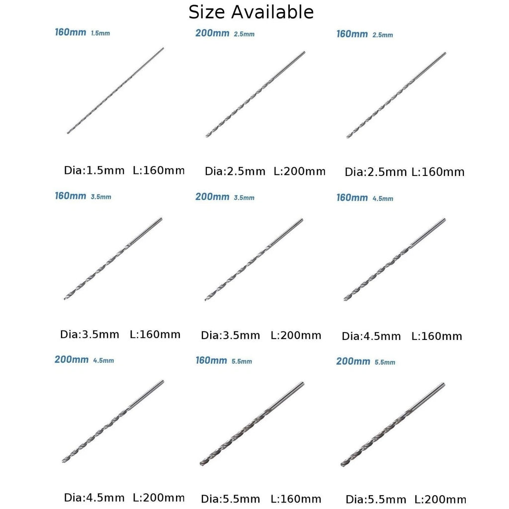 15mm Extra Long HSS Straight Shank Drill Bit (160-200mm Length)