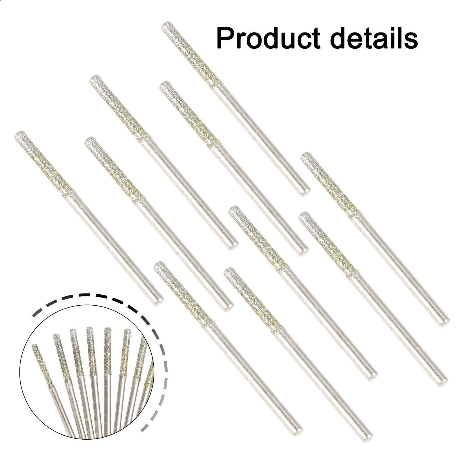 10PCS Glass Drill Bits 0.8-2.5mm with 2.35mm Shank for Jewelry Crafts