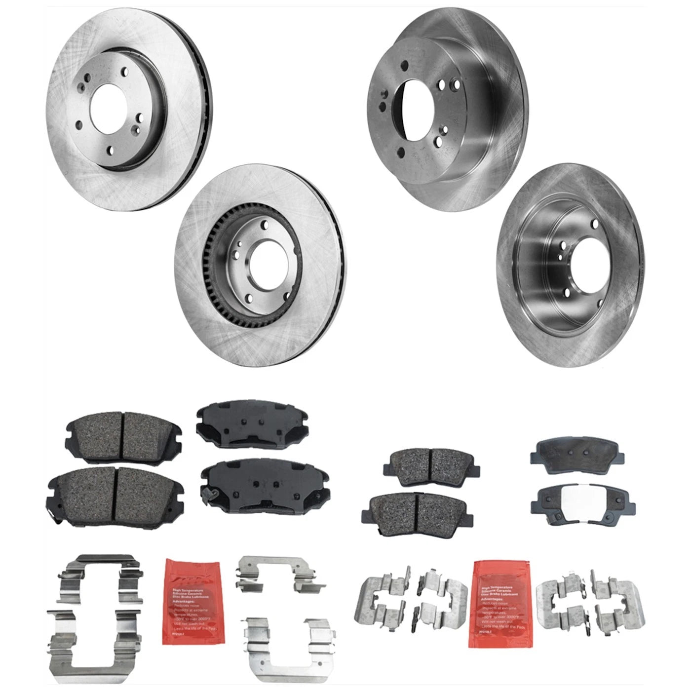 Brake Disc and Pad Kit for Hyundai Sonata (2010) - Front & Rear Ceramic Pads