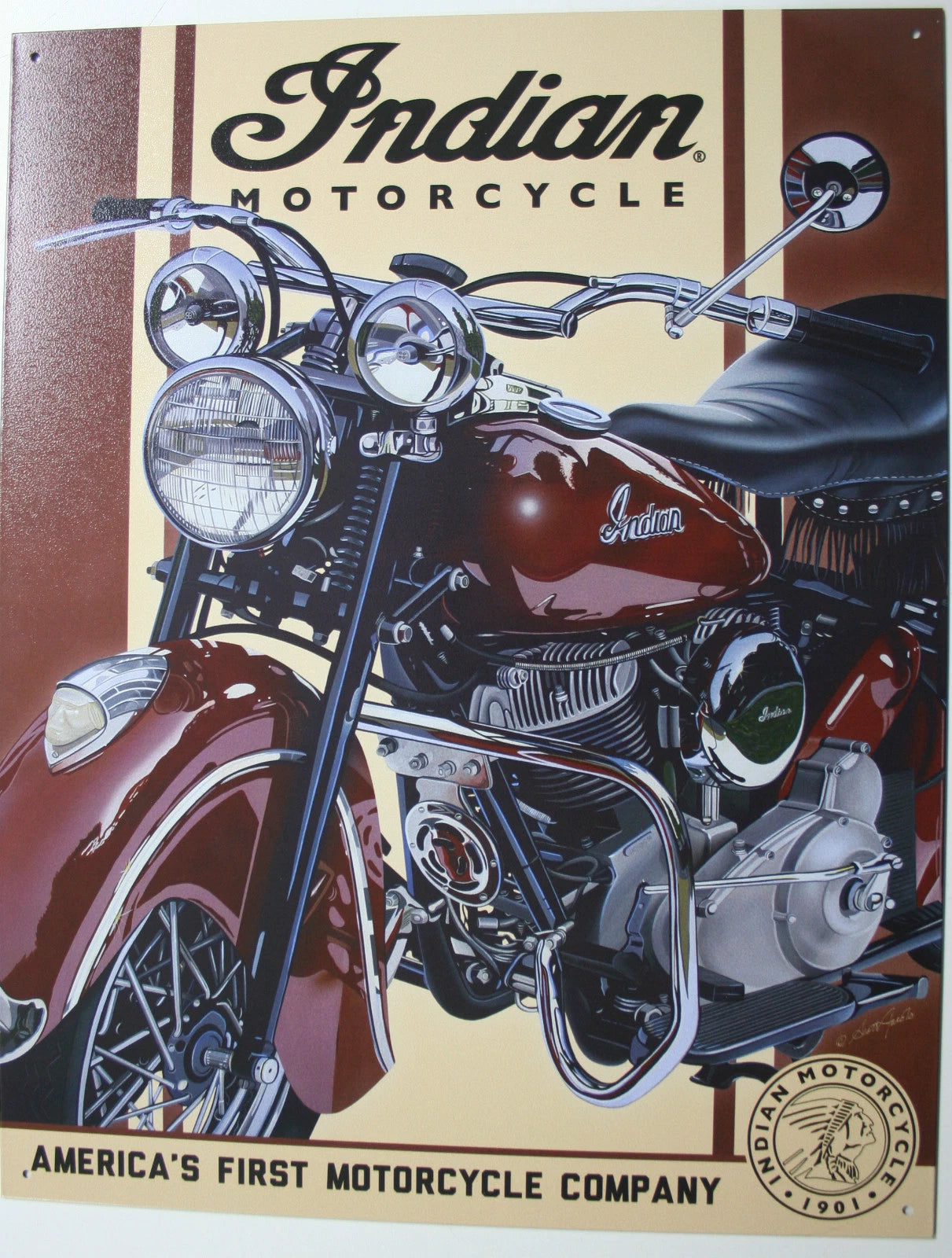 Vintage Replica Tin Metal Sign for Indian Motorcycle (2009)