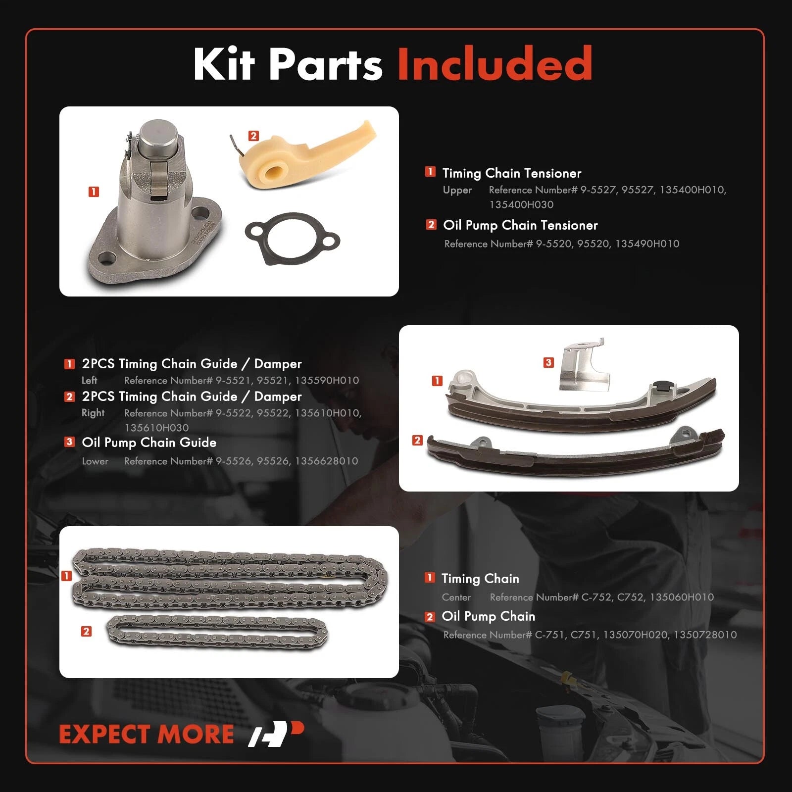 8x Timing Chain Kit for Toyota Camry Corolla RAV4 Highlander (2002-2011)
